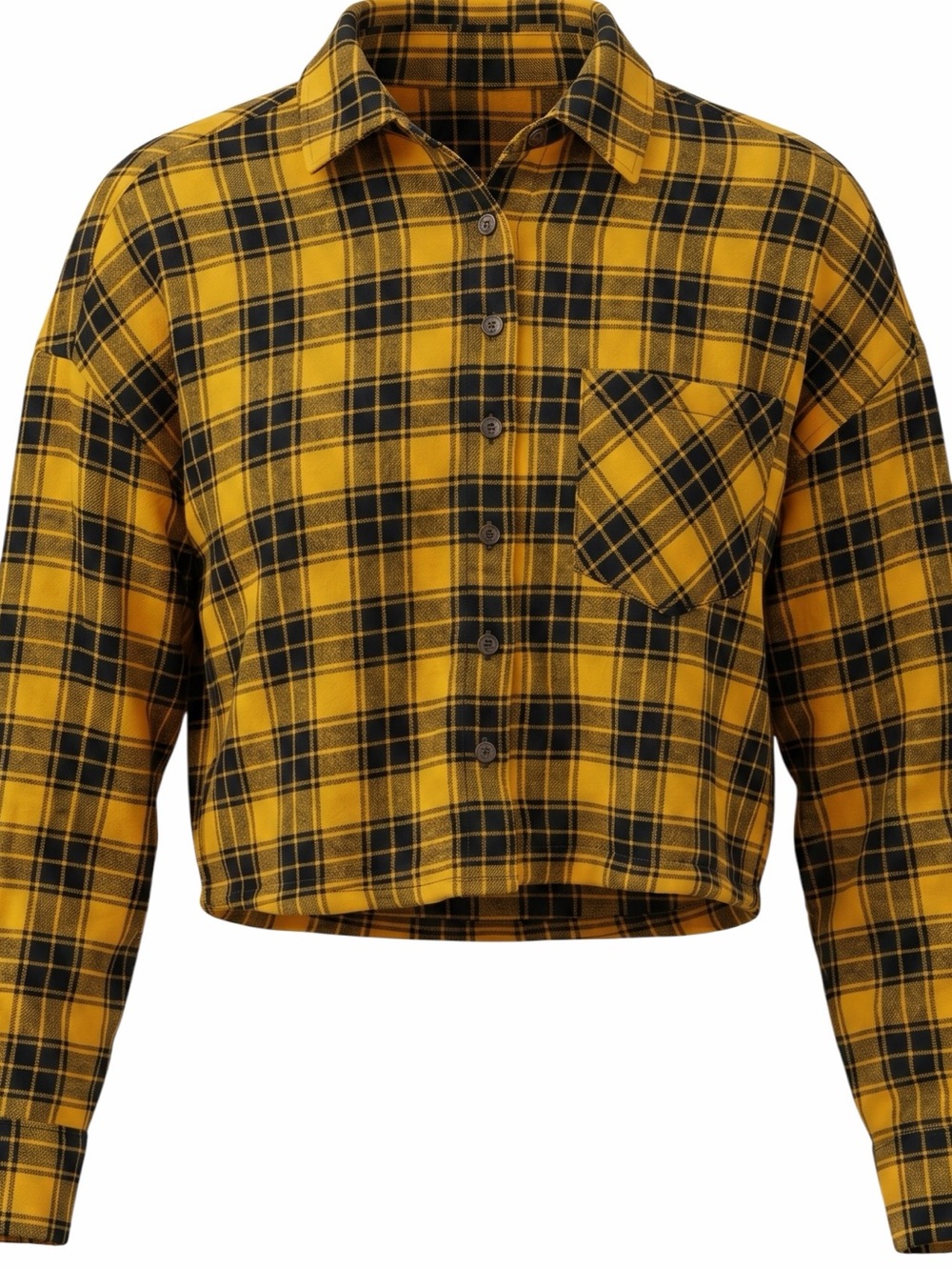 Rue21 Mustard and Navy Plaid Shirt